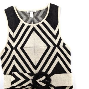 Alice + Olivia Geometric Print 100% Wool Sleeveless Belted Dress